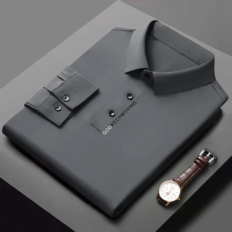 SuperbsTees Men's Modern Minimalist Long Sleeve Polo T-Shirt – Premium Comfort