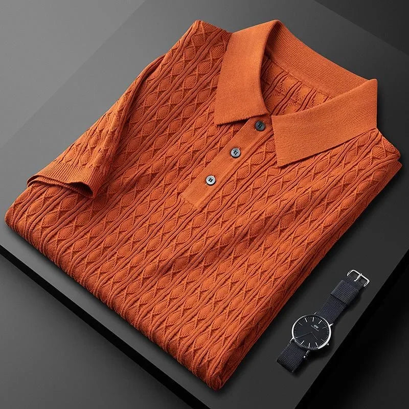 SuperbsTees Men's Premium Textured Knit Polo T-Shirt – Modern Casual Style