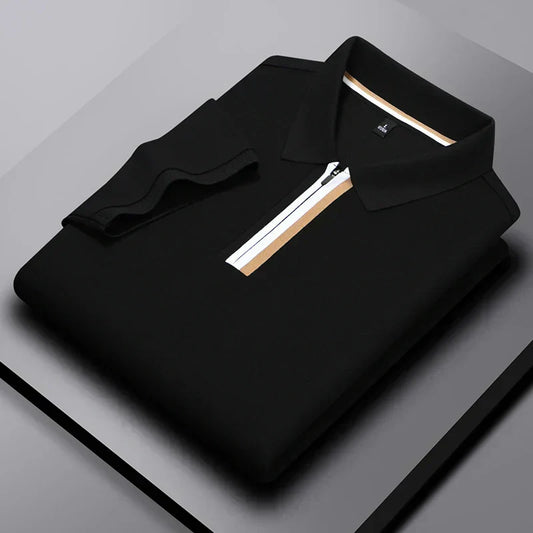 SuperbsTees Men's Stylish Zip Collar Polo T-Shirt – Premium Contrast Panel Style