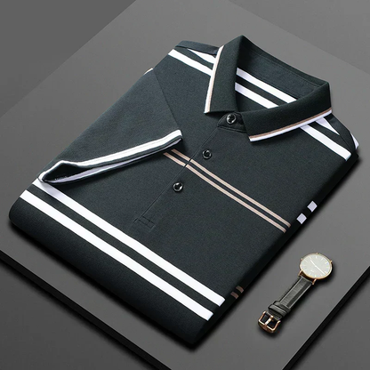 Men’s Classic Black Multi-Stripe Premium Polo T-Shirt