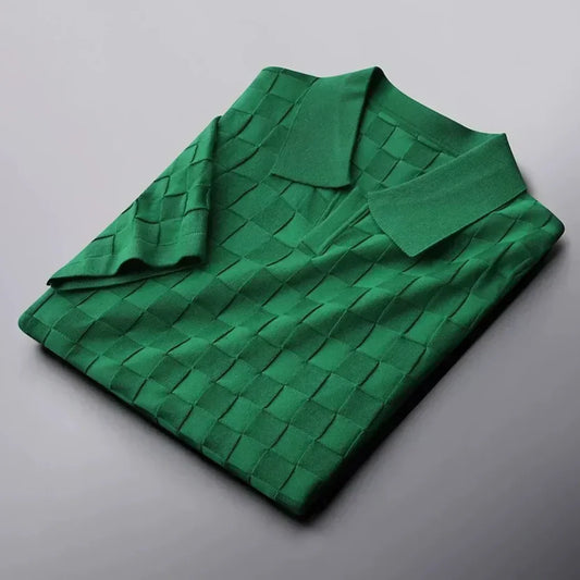 SuperbsTees Men's Premium Textured Check Polo T-Shirt – Knit Casual Style