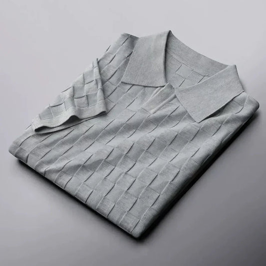 SuperbsTees Men's Premium Textured Check Polo T-Shirt – Knit Casual Style