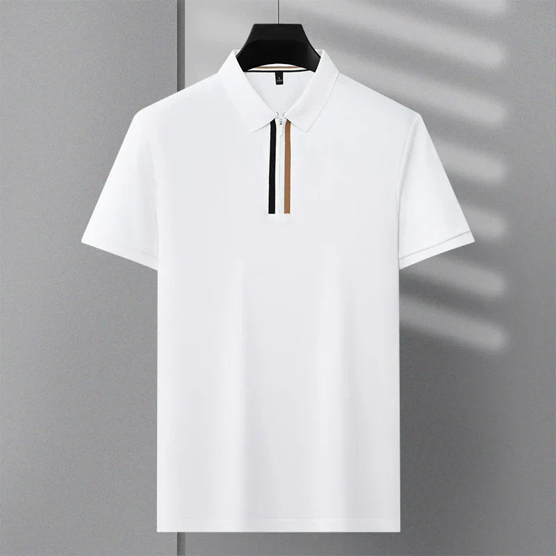 SuperbsTees Men's Stylish Zip Collar Polo T-Shirt – Premium Contrast Panel Style